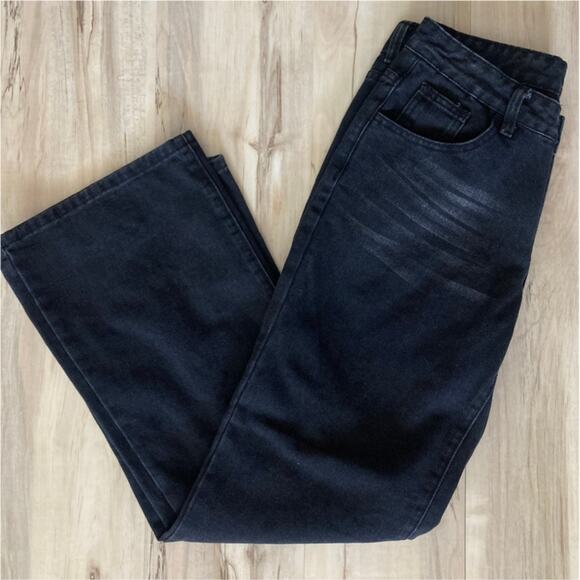 Shein Black Jeans Women Size Medium (6) Wide Leg NWOT - Picture 1 of 4